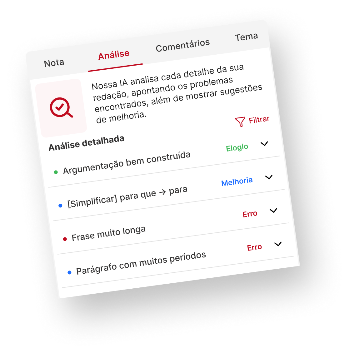 Exemplo de redação corrigida na plataforma RED