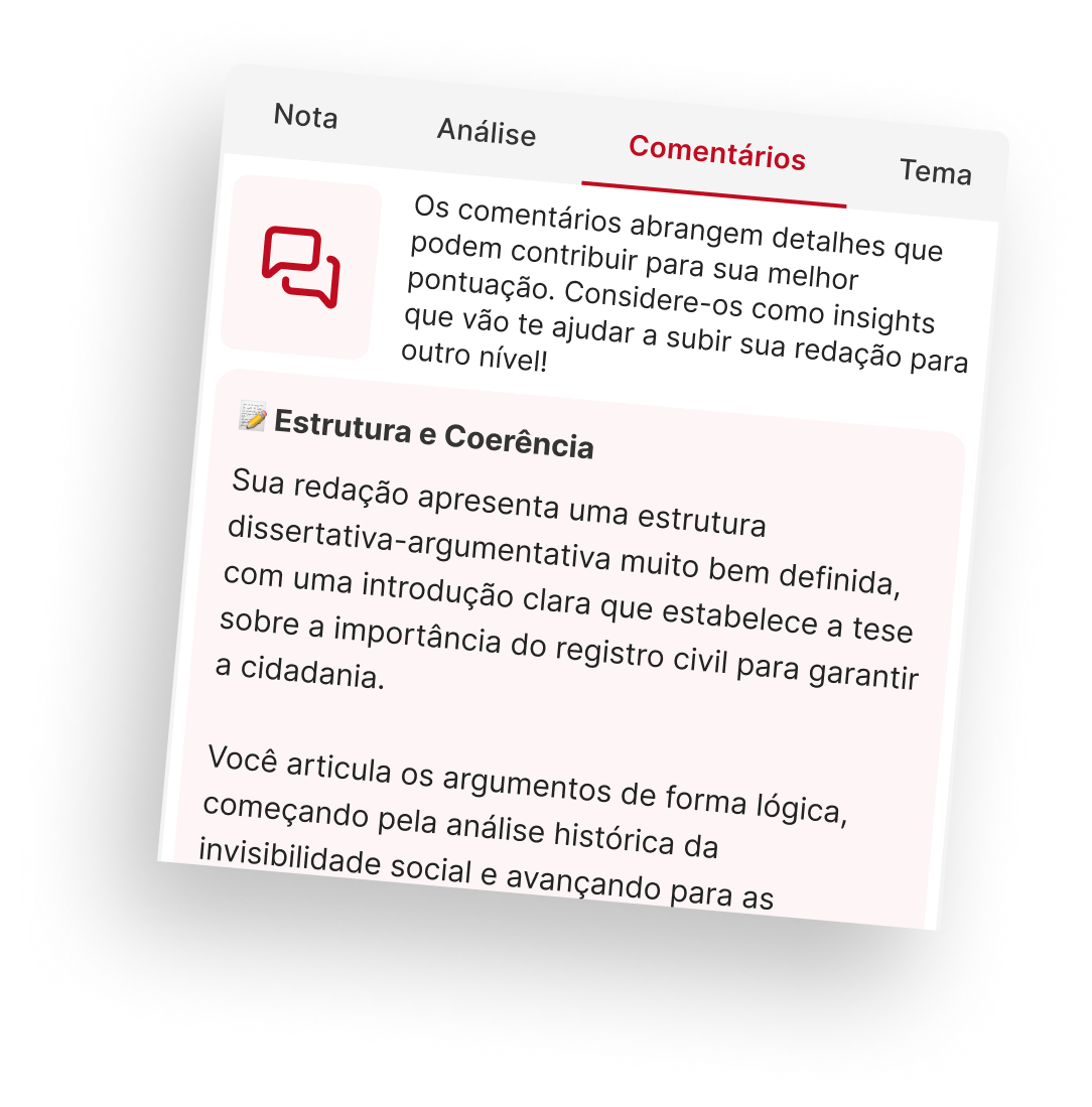 Exemplo de redação corrigida na plataforma RED